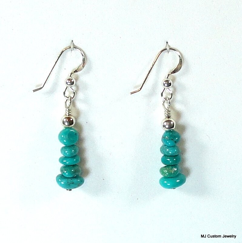 Turquoise Stacked Nugget Column Earrings