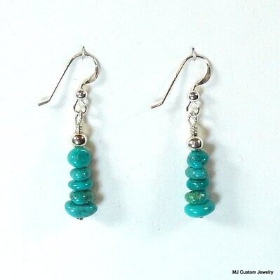 Turquoise Stacked Nugget Column Earrings
