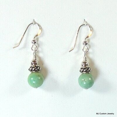 Turquoise Gemstone & Rope Rondelle Earrings