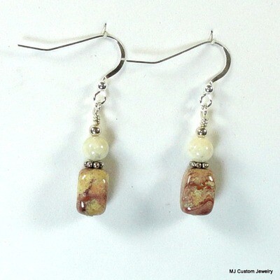 Fancy Jasper Tumbled Squares & Seabed Fossil Earrings