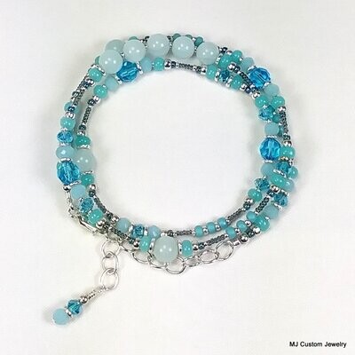 Aquamarine Quartz & Crystal Necklace / Wrap Bracelet