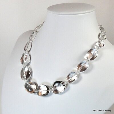 Crystal Quartz Smooth Graduating Nuggets Necklace