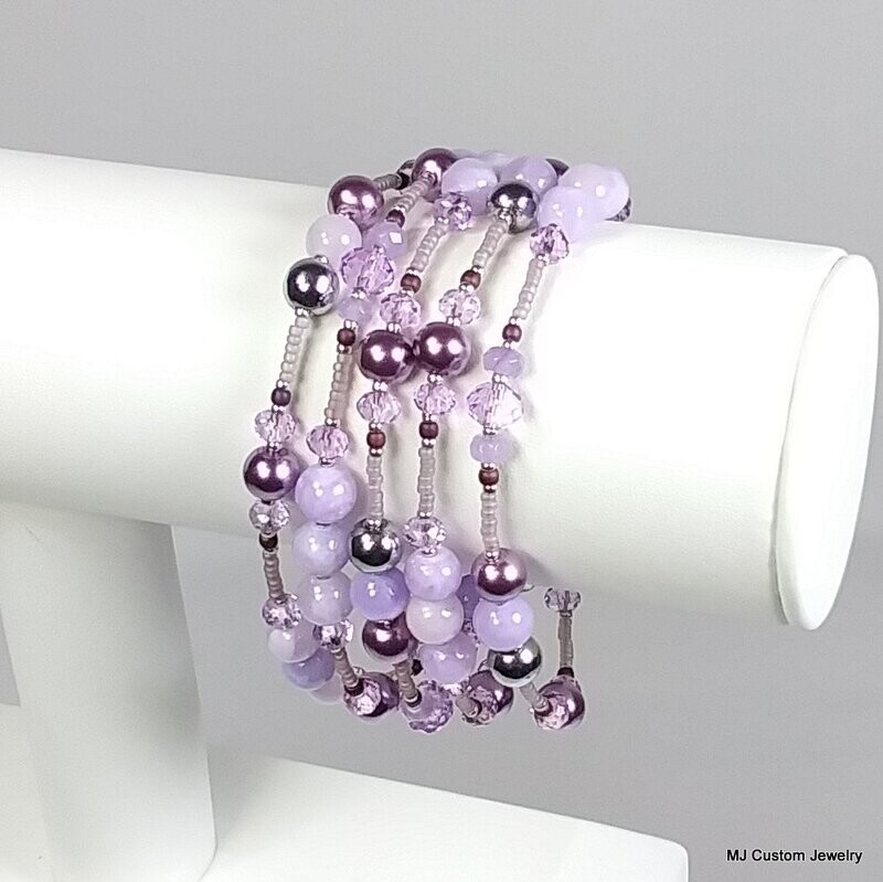 Lavender Persian Jade & Crystal Necklace / Wrap Bracelet