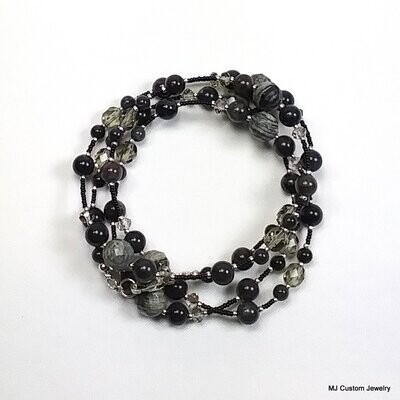 Silverleaf Jasper & Black Diamond Crystal Necklace / Wrap Bracelet