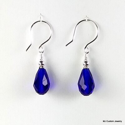 Royal Blue Crystal Teardrop Earrings
