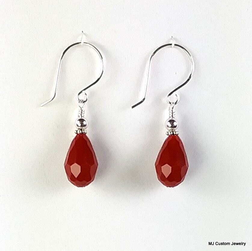 Jade Red Crystal Teardrop Earrings