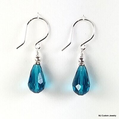 Peacock Teal Crystal Teardrop Earrings