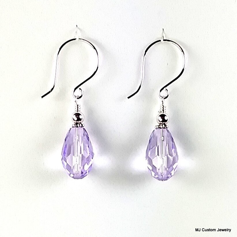 Light Violet Crystal Teardrop Earrings
