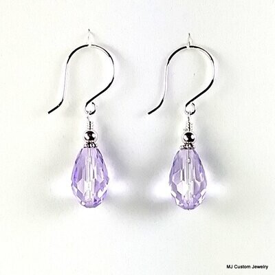 Light Violet Crystal Teardrop Earrings