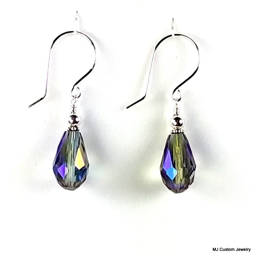 Rainbow Iris Crystal Teardrop Earrings