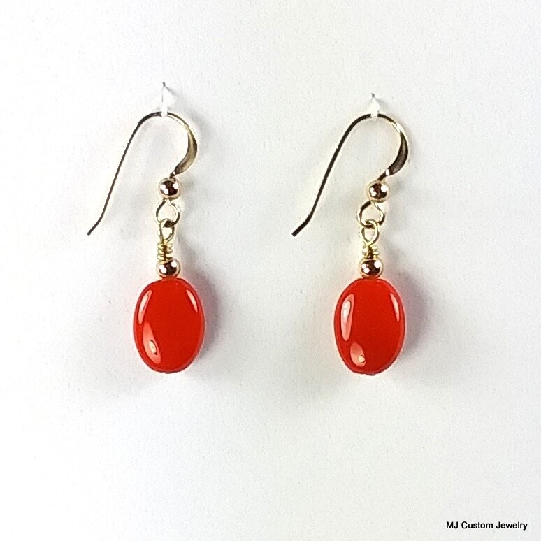 Red Czech Pressed Glass 14k GF Earrings