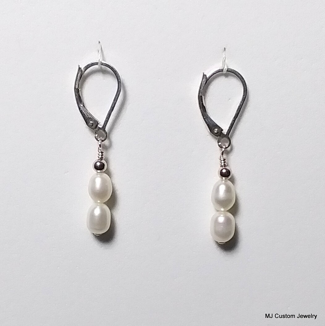 Freshwater Pearl Stacked Double Earrings
