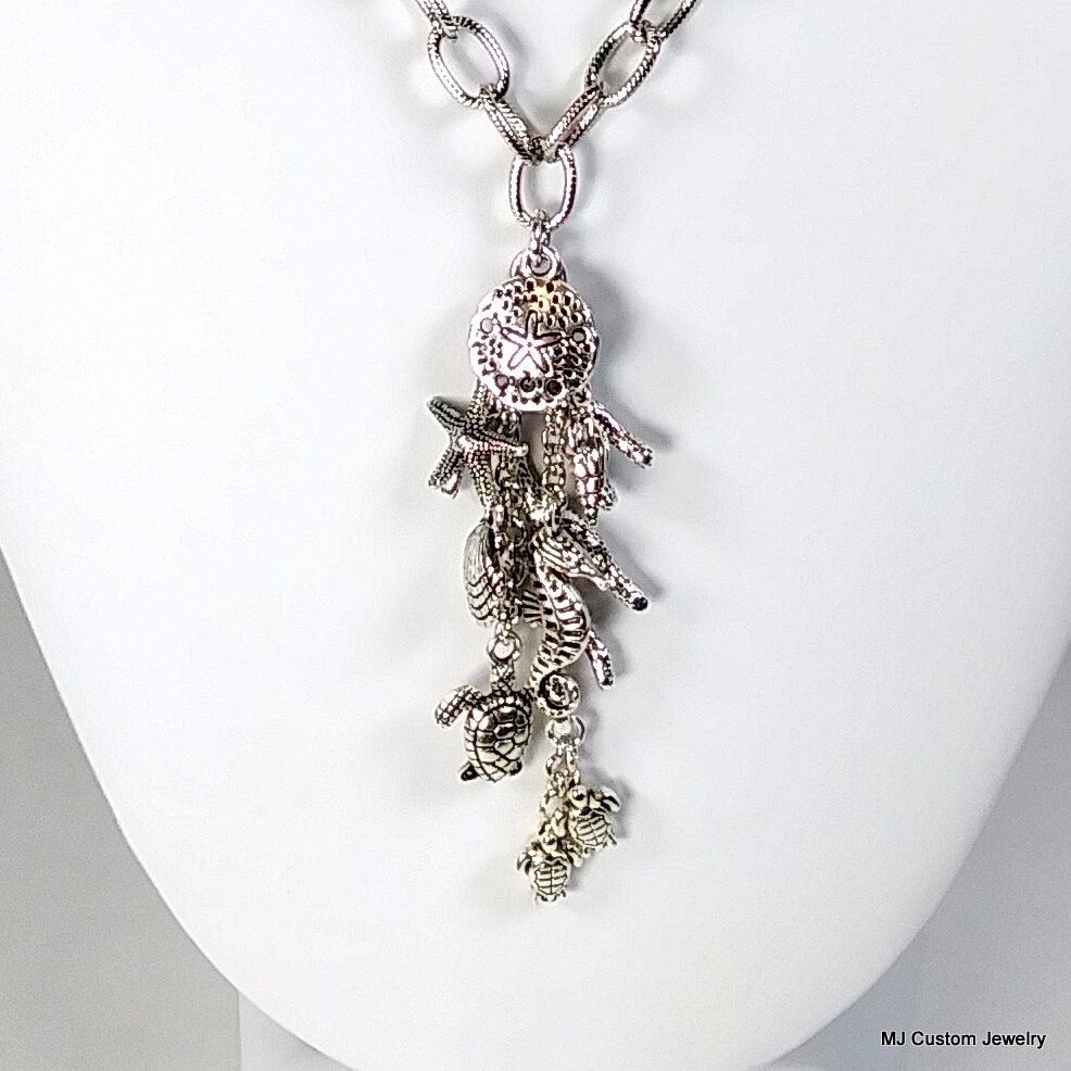Simply Silver (Plated) - Under-the-Sea Charm Tassel Necklace