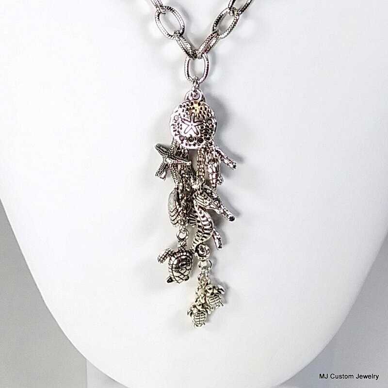 Simply Silver (Plated) - Under-the-Sea Charm Tassel Necklace