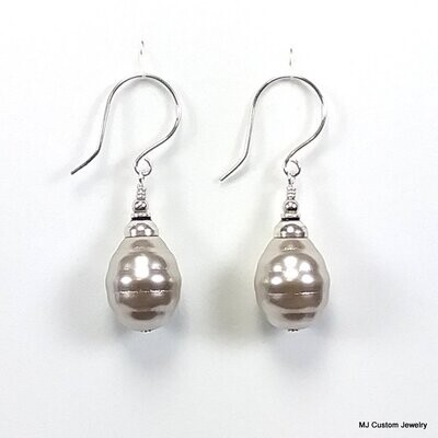 Silver Baroque Shell Pearl Earrings