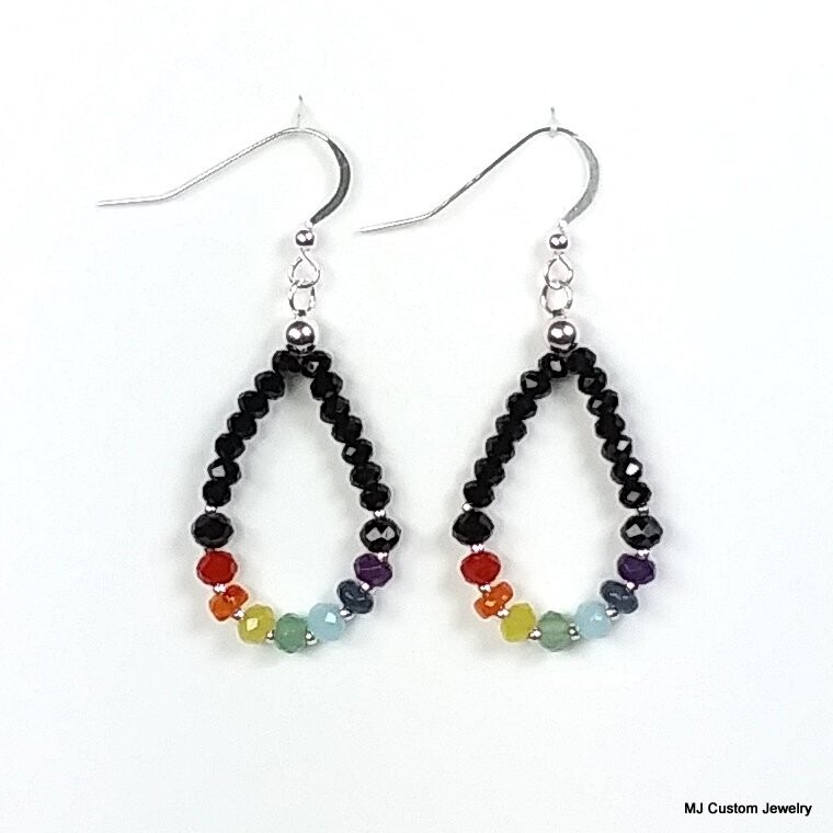 Multi-gemstone & Crystal 7 Chakras Ring of Stones Earrings
