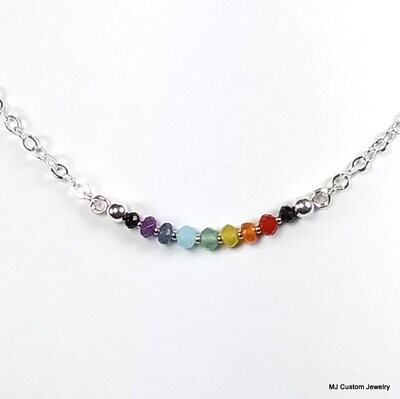 Multi-gemstone & Crystal 7 Chakras Bar Necklace