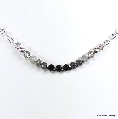 Larvikite & Lead Crystal Ombre Bar Necklace