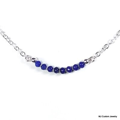 Lapis Lazuli Gemstone Rondelle Bar Necklace