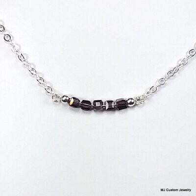 Purple Iris Crystal Cubes Bar Necklace