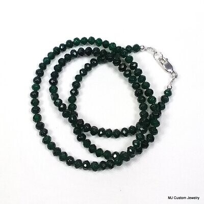Dark "Emerald" Hand-Cut Agate Rondelle Necklace