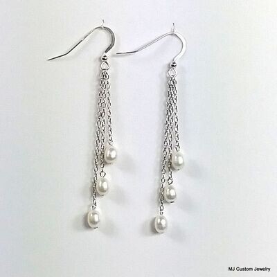 Freshwater Pearl Chain Dangle Earrings