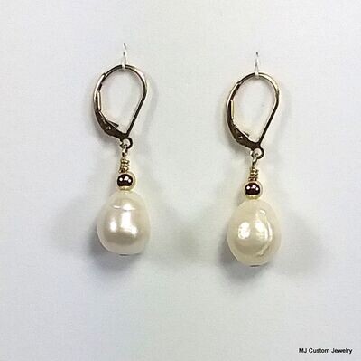 Baroque FW Teardrop Pearl 14k GF Earrings