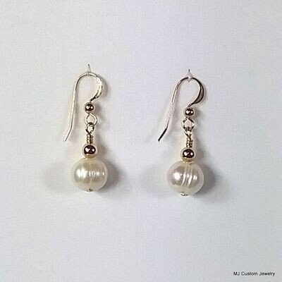 Round Baroque FW Pearl 14k GF Earrings