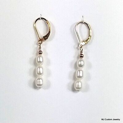 FW Pearl Stacked Triple 14k GF Earrings