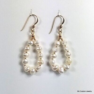 Baroque FW Ring of Pearls 14k GF Earrings