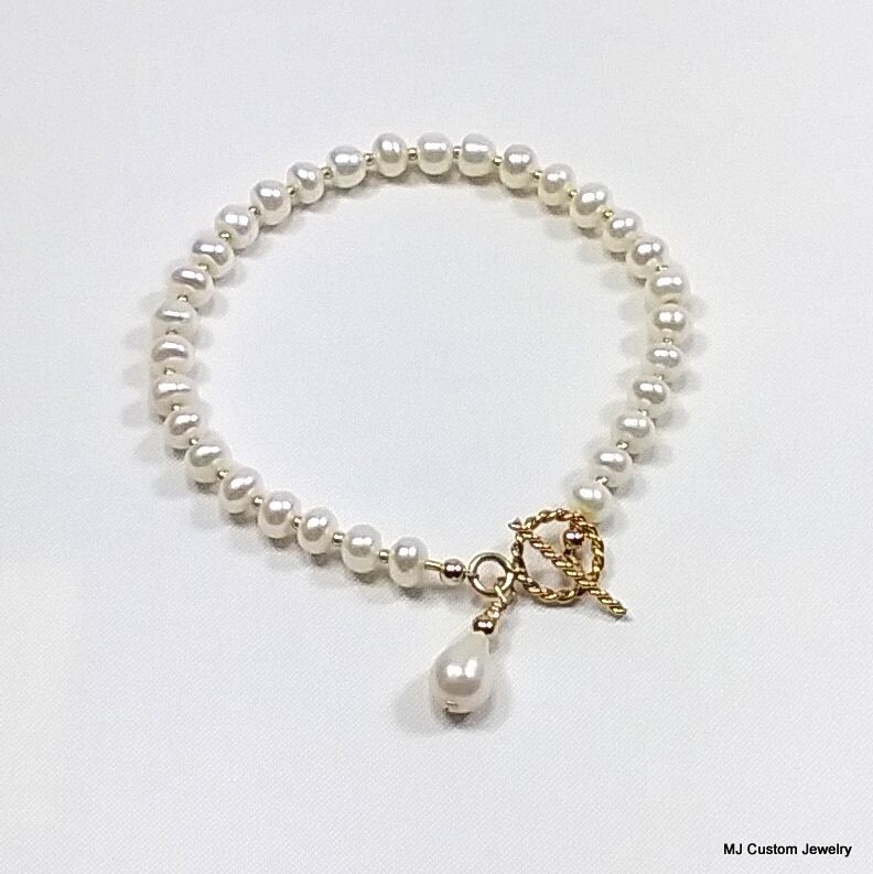 Freshwater Button Pearl 14k GF Bracelet