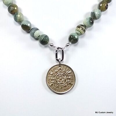 Tranquility Agate Necklace w/ Removable Coin Pendant