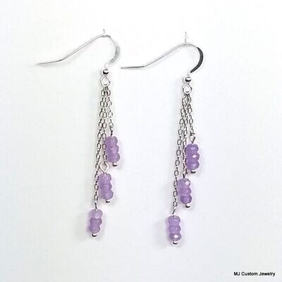 "Lavender Jade" Agate Chain Dangle Earrings