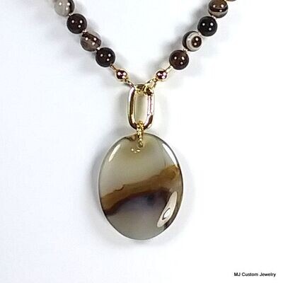 Brown Dream Agate Necklace w/ Removable Pendant