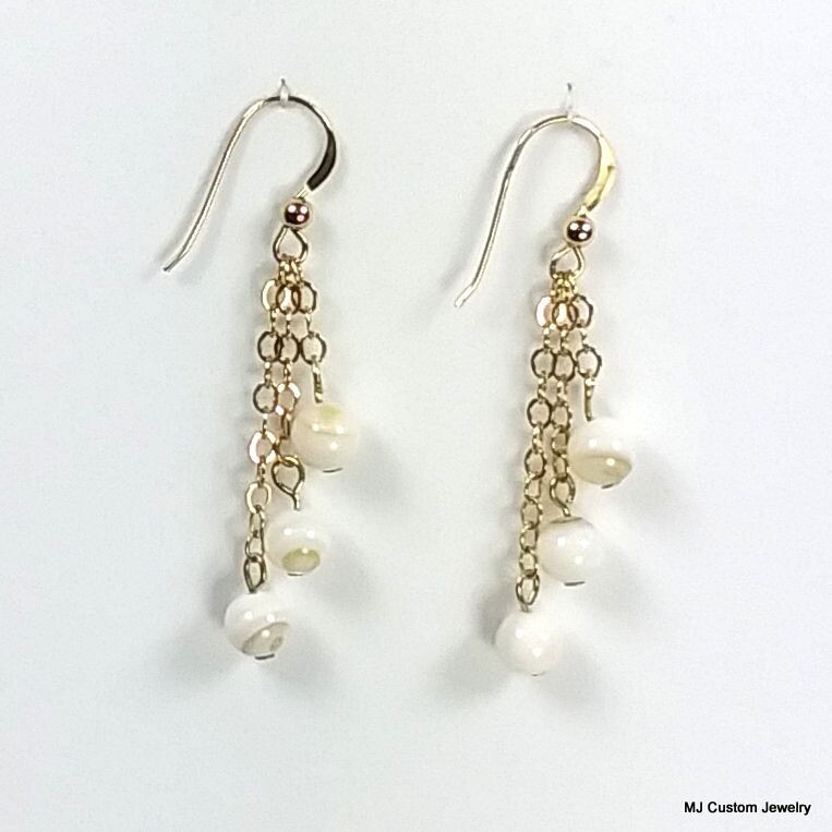 Mother of Pearl 14k GF Chain Dangle Earrings