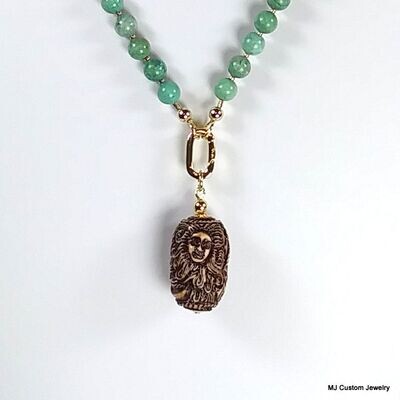 Turquoise Necklace w/ Removable Bone Mermaid Pendant