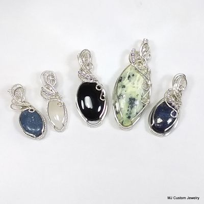 Sterling Silver Wire Wrapped Pendants