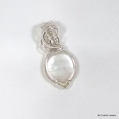 Freshwater Coin Pearl Wire Wrapped Pendant