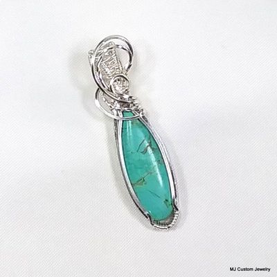 Turquoise Teardrop Wire Wrapped Pendant