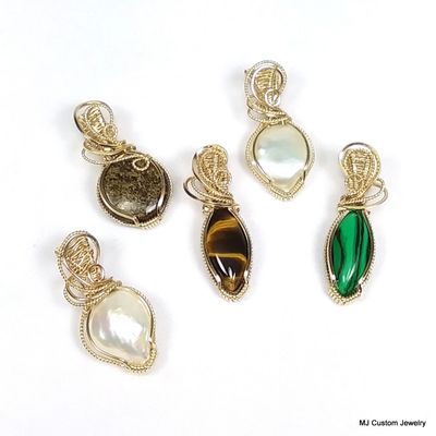 14k Gold Filled Wire Wrapped Pendants