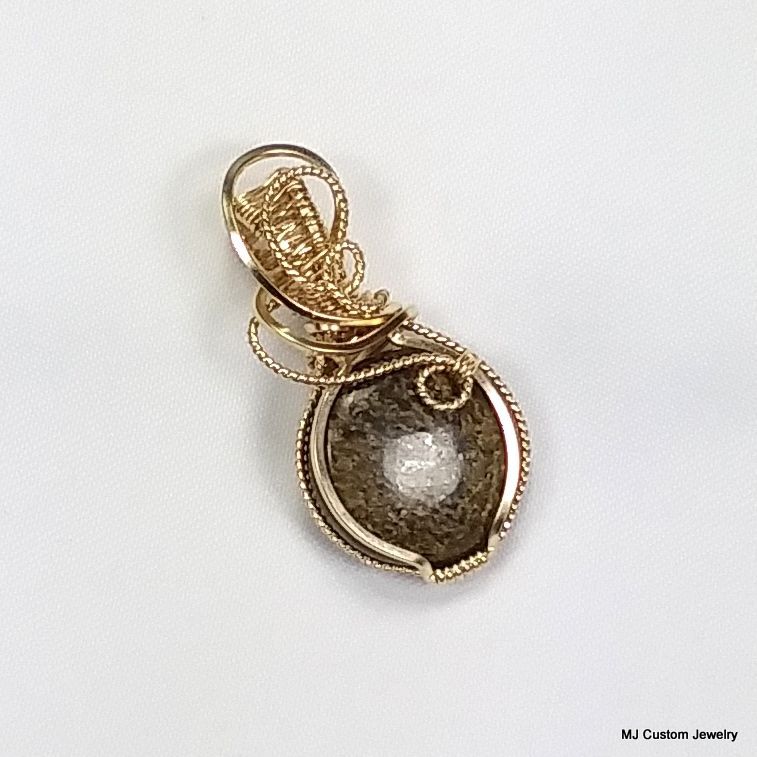Bronzite 14k GF Wire Wrapped Pendant