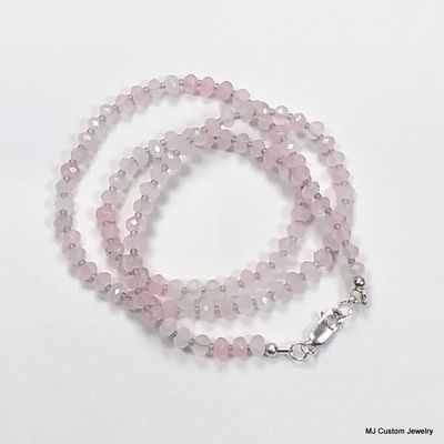 "Rose Quartz" Hand-Cut Agate Rondelle Necklace