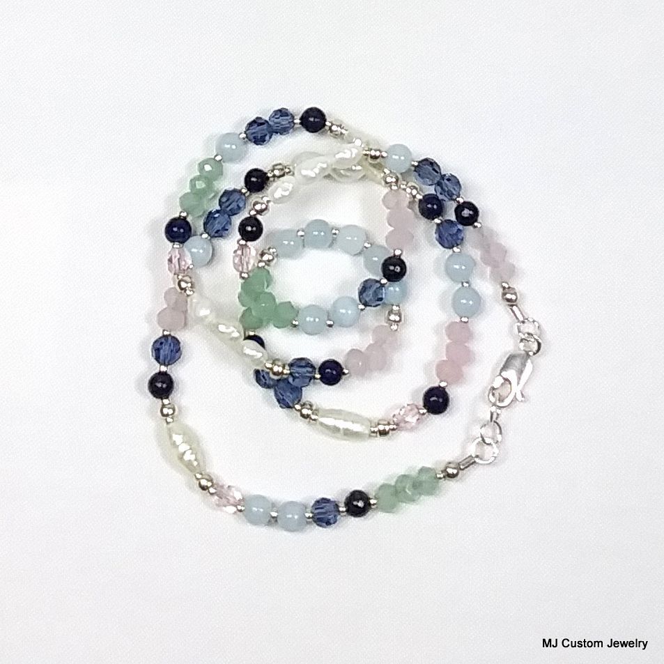Multi-gemstone, Lapis, Crystal & Pearl Necklace