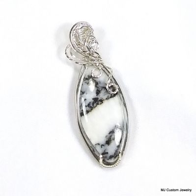 Zebra Jasper Large Marquise Wire Wrapped Pendant
