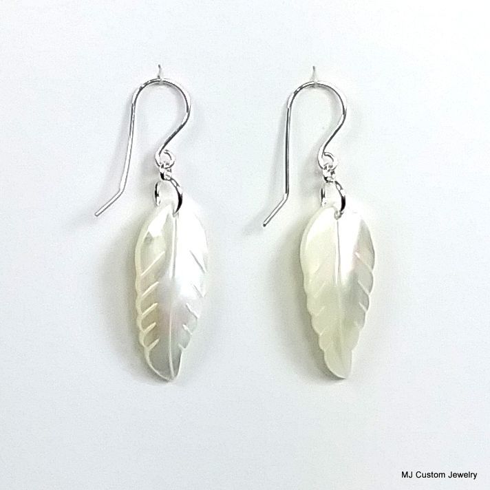 Mother of Pearl Long Leaf Earrings