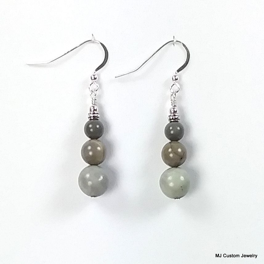 Picasso Jasper Stacked Triple Gemstone Earrings