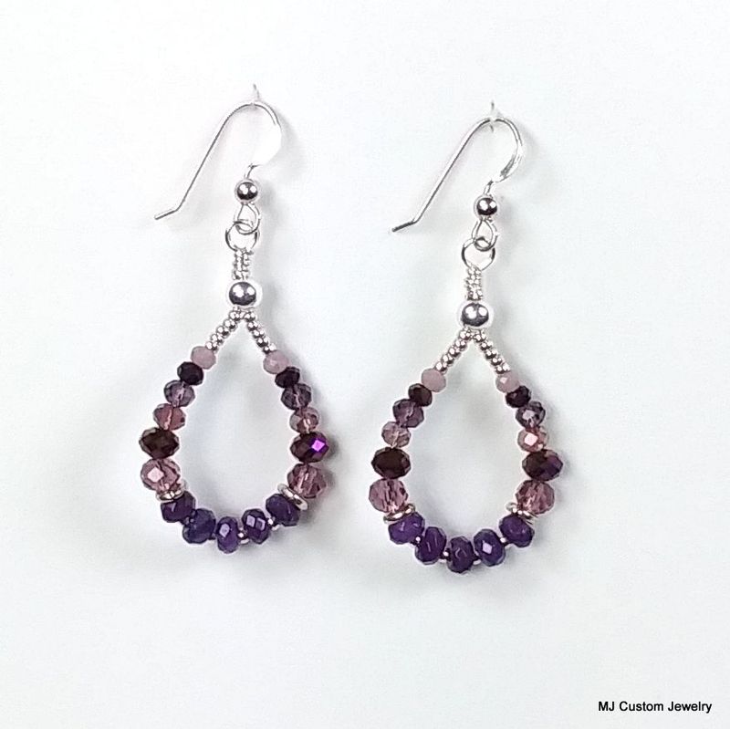 "Amethyst" Agate & Crystal Ombre Ring of Stones Earrings