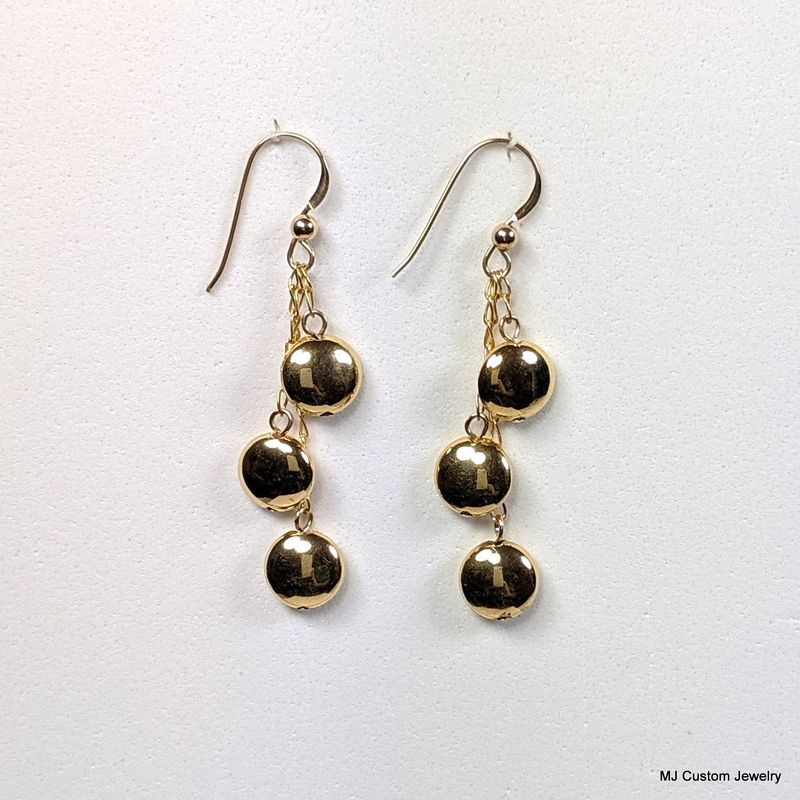 Simply Gold – Gold Lentils 14k GF Chain Dangle Earrings