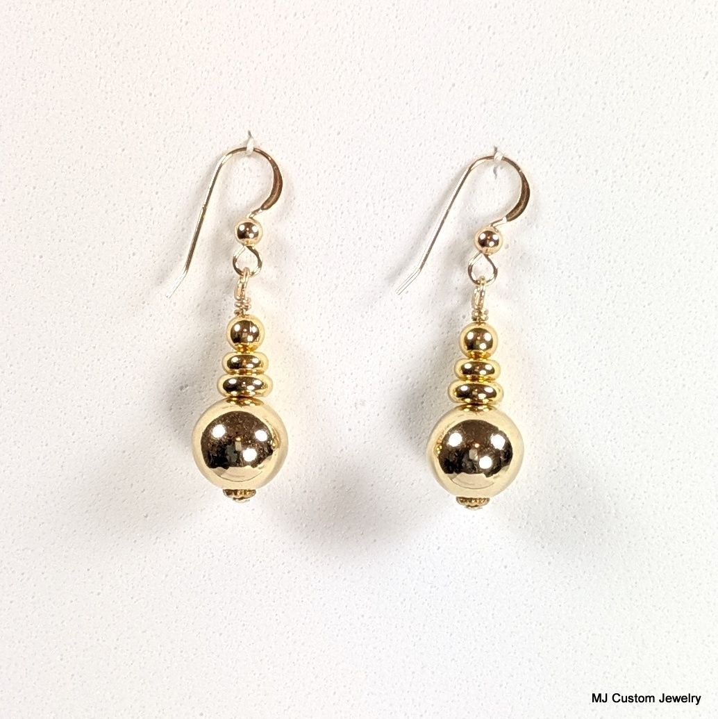 Simply Gold – Gold Ball & Stacked Rondelle 14k GF Earrings