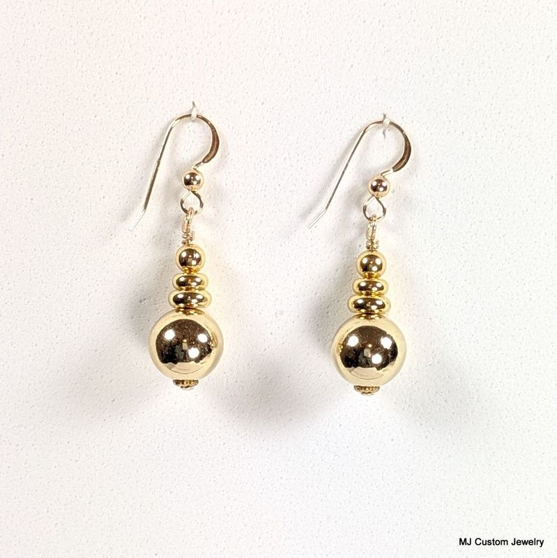 Simply Gold – Gold Ball & Stacked Rondelle 14k GF Earrings